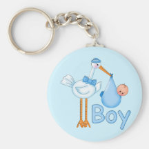 Bébé avec la cigogne porte-clef