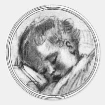 Bébé de sommeil dans noir et le blanc - autocollan