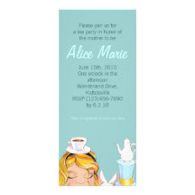 Bébé du thé d'Alice ou bleu nuptiale de douche Faire-parts