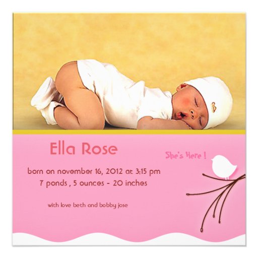 Bébé mignon - carte de faire-part de bébé {décrite