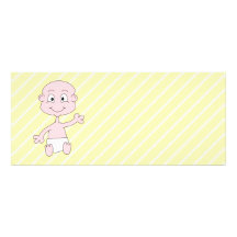 Bébé mignon de ondulation, sur les rayures jaunes. cartons d'invitation personnalisés