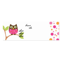 Bébé rose intelligent de hibou cartes de visite personnelles