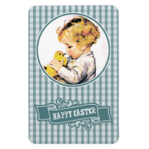 Bébé vintage avec le caneton. Aimant de cadeau de  Magnets Rectangulaire