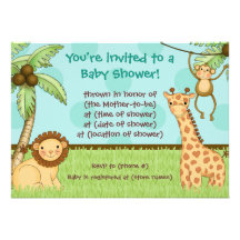 Bébés de jungle - invitation de baby shower