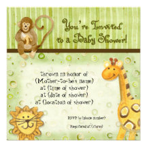 Bébés de jungle, invitation de baby shower de garç
