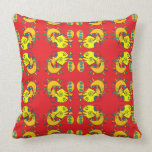 BeBop Monsters Yellow on Red Pattern Throw Pillows