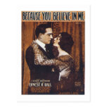 Becase You Believe in Me Vintage Songbook Cover Postcards