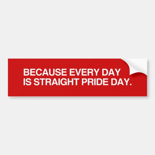 BECAUSE EVERY DAY IS STRAIGHT PRIDE DAY.png Bumper Stickers