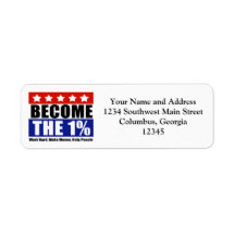 Become the One Percent, Anti-Occupy Wall Street Custom Return Address Labels