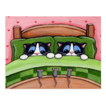 Bed Mice Do Exist - Cat Postcard