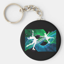 Bedazzled Figure Skaters Ice Skating Keychain
