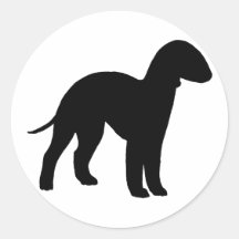 Bedlington Terrier (black) Round Stickers