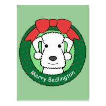 Bedlington Terrier Christmas Postcard
