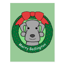 Bedlington Terrier Christmas Postcards