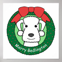 Bedlington Terrier Christmas Print