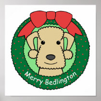 Bedlington Terrier Christmas Print