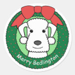 Bedlington Terrier Christmas Round Stickers