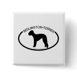 Bedlington Terrier Silhouette Black Button