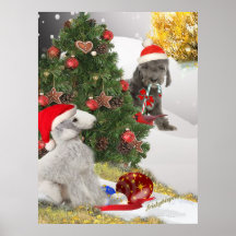 Bedlington terriers xmas tree Play Print