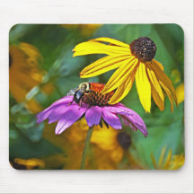 Bee and Blossoms Mousepads