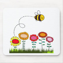 Bee Buzzing a Flower Garden Mouse Pad