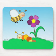 Bee, Caterpillar and Flower Mousepad