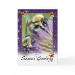 Bee Christmas Card - Honey Bees On Wild Flo
