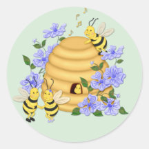 Bee Dance Round Stickers