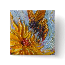 Bee & Flower Pinback Button