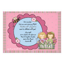Bee Garden Twin Girl Invitation