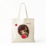 Bee girl with kawaii strawberry canvas bags