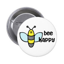 Bee Happy Pinback Button