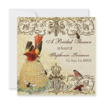Bee Happy Vintage, Bridal Shower Invitation Invite