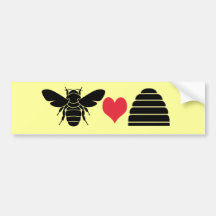 Bee Heart Hive Bumper Stickers