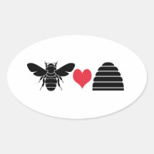 Bee Heart Hive Oval Stickers