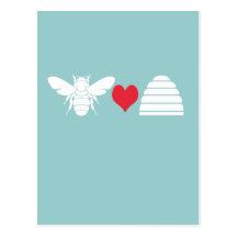 Bee Heart Hive Post Cards