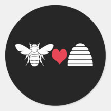 Bee Heart Hive Round Stickers