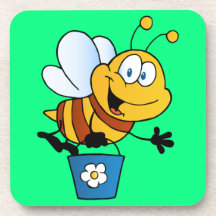 Bee holding a bucket drink coasters