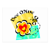 Bee Mine Bumblebee Heart Flower Post Cards