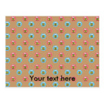 Bee pattern on brown postcard