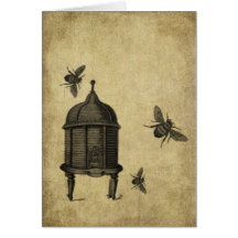 Bee Skep & Bees- Prim Lil Note Cards