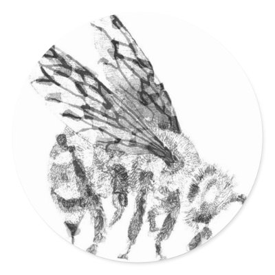 Bee sting round sticker by bigvgriz