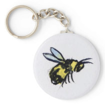 Bee Watercolor Keychain