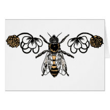 bee with clover greeting cards