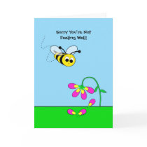 Bee with Droopy Flower-Get well Greeting Card