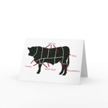 Beef Butcher Chart - Tasty Delicious Yummy Beef! Greeting Cards