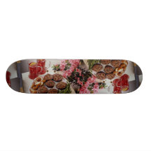 Beef rolls with boiled potatoes skate board