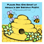 Beehive and Bees Customized  Birthday Invitations