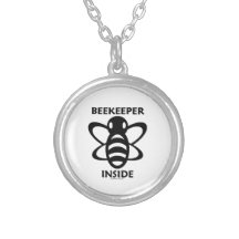 Beekeeper Inside (Black White Bee Drawing) Personalized Necklace