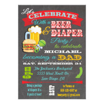 Beer and Diaper Baby Shower for Dad to be Custom Invitation